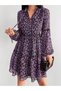 Women's Chiffon Floral Pattern Dress - 4