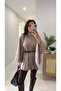 Setrana Mink Plaid Belted Poncho Coat - 2
