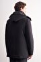 Black Removable Hooded Mock Neck Slitless Flexible Classic Coat 1008255165 - 5