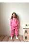 Girl's Tracksuit Set Kangaroo Pocket Hooded 3 Thread Ş Fleece-Lined Pink - 5