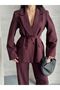 Waist Tie Blazer Jacket Pantsuit - 2