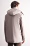 Stone Color Fading Hooded Mock Neck Slitless Flexible Classic Coat 1008255165 - 5