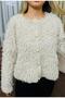 Women's Beige Buttoned Cardigan – Soft Fuzzy Textured Warm Knitwear Cardigan