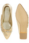 Women Satin Diamante Embellished Pumps in Beige - 4