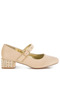 Women Studded Mary Jane Pumps in Beige - 2