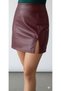 Women's High Waist Slit Leather Mini Skirt - 2