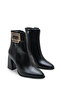 Women's Side Zipper Gold Belt Buckle Heeled Boots - 3