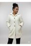 Women's Cream Plush Coat – Buttoned, with Pockets, Warm and Stylish Winter Coat