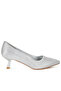 Women Rhinestones Embellished Kitten Heel Pumps in Silver - 2
