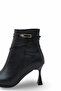 Women's Side Zipper Gold Detailed Heeled Boots - 8