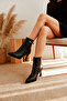 Women's Side Zipper Gold Detailed Heeled Boots