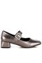 Women Diamante Brooch Metallic Mary Jane Pumps in Pewter - 2