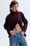 Women's Plum Wool Blend High Collar Oversized Short Coat - 4