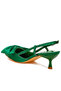 Women Satin Bow Slingback Sandals in Green - 3