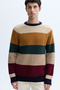 Men's Orange Color Block Wool Sweater