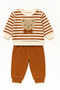 Baby Boy Teddy Bear Embroidered 2-Piece Transitional Top and Bottom Set 9-12-18 Months Long Sleeve Cotton - 3