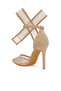 Women Big Bow Detail Stiletto Sandals in Beige - 3