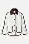 Women's Ecru Velvet Collar Quilted Puffer Coat - 6