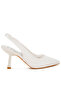 Women Luxurious Satin Pearl Slingback Sandals in White - 2