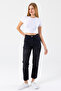 Women's Regular Waist Mom Fit Jeans Black - 2602