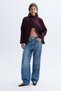 Women's Plum Wool Blend High Collar Oversized Short Coat - 5