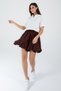 Women's Brown Elastic Waist Flared Mini Skirt - 4