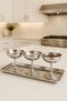 Stainless Steel 3-Piece Footed Bowl + 1 Tray – Luxury Tray Serving Set - Breakfast Jam Dish