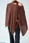 Women's Brown Scarf Open Shoulder Oversized Poncho Sweater - 4