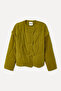 Women's Mustard Quilted Asymmetrical Closure Crop Coat Jacket - 6
