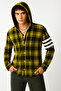 Men's Plaid 3 Line Cotton Hoodie Shirt