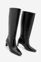 Women's Blunt Toe Bellows Heeled Boots Without Zipper Doreka Black