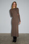 Duende Women's Round Neck Line Patterned Slim Fit Knitwear Mink Dress - 5