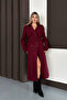 Women's Coat Long Cashmere Belted Buttoned Pocketed Double Breasted Premium Coat - 4