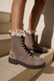 Parvi̇ni̇ Women's Mink Real Suede Lace-Up Boots - 4