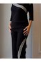 New Season Women's One-Shoulder Ribbed Viscose Two-Piece Set with Cross Stripe Detail