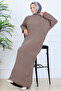 Braided Knitwear Dress N7074 Mink - 2