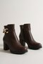 Liora 9 cm Heeled Chain Buckle Oval Toe Faux Leather Zipper Winter Women's Boots - 3