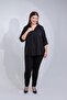 1212094 Women's Plus Size V Shirt Collar Blouse Black - 5