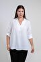 1212094 Women's Plus Size V Shirt Collar Blouse White - 2