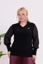 Plus Size Polo Neck Blouse with Gold Brooch Detail - 5