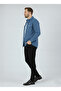Men's Slim Fit Button-Down Collar Double Pocket Plain Black Fleece Shirt - 4