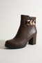 Liora 9 cm Heeled Chain Buckle Oval Toe Faux Leather Zipper Winter Women's Boots - 2