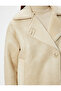 Faux Leather Biker Jacket Double-Breasted with Faux Fur Collar and Pockets - 5