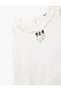 Cotton Ruffle Detailed Floral Printed Ecru Baby Girl T-Shirt 6Wmg10142Ak - 7