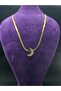 Crescent Moon Model Zircon Stone Fishbone Chain Style Yellow Color Steel Necklace - 4