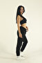 Women's Black Winter Cotton Puff Fabric Waist Elasticated Jogger Sweatpants - 3