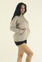 Women's Stone Winter Cotton Puff Fabric Kangaroo Pocket Hooded Sweatshirt - 4