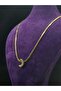Crescent Moon Model Zircon Stone Fishbone Chain Style Yellow Color Steel Necklace - 6