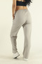 Women's Gray Combed Cotton Fabric Stretch Fabric Wide Leg Elastic Waist Palazzo Sweatpants - 5