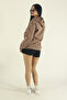 Women's Winter Cotton Puff Fabric Side Pocket Hooded Sweatshirt - 5